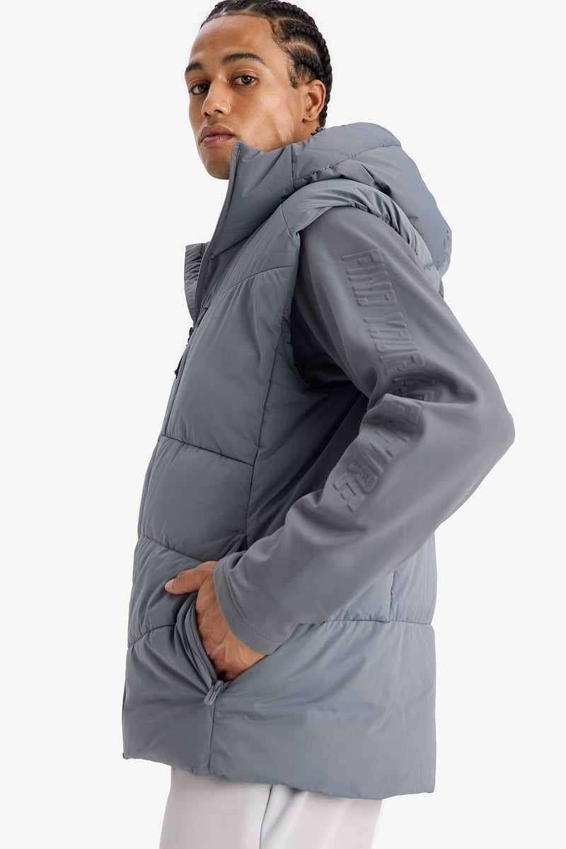 DeFacto Grey Man DeFactoFit Regular Fit Waterproof Puffer Jacket Casual - Image 3